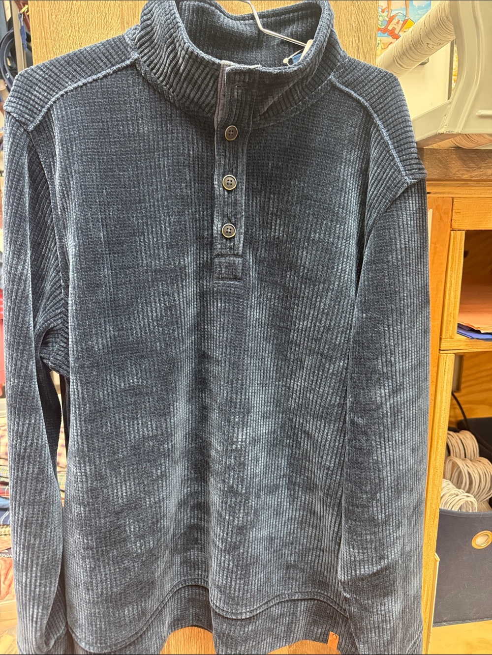 Tommy Bahama Coastline Blue Indigo Palms Button Mock